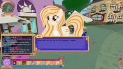 Size: 1334x750 | Tagged: safe, screencap, oc, oc only, oc:flan, pony, unicorn, 3d, dialogue, game, legends of equestria, solo