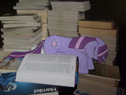 Size: 2816x2112 | Tagged: safe, artist:moonlightscribe, twilight sparkle, book, irl, photo, ponies in real life, sleeping, solo, traditional art