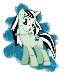 Size: 644x742 | Tagged: safe, artist:luminix-pony, pony, unicorn, bolts, frankie stein, heterochromia, monster high, ponified, solo