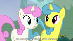 Size: 1279x712 | Tagged: safe, screencap, lemon hearts, twinkleshine, amending fences, meme, youtube caption