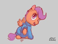 Size: 1024x768 | Tagged: safe, artist:osakaoji, scootaloo, clothes, cute, cutealoo, sweater