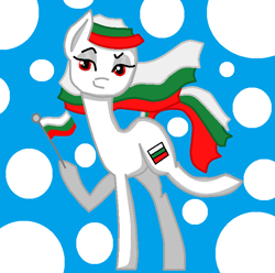 Size: 703x698 | Tagged: safe, artist:blackbunny1001, oc, oc only, bedroom eyes, bulgaria, flag, hoof hold, looking at you, nation ponies, raised eyebrow, raised leg, smirk, solo