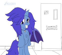 Size: 2048x1800 | Tagged: safe, artist:xwoofyhoundx, oc, oc only, oc:adrian.l.quinn, bat pony, pony, door, sketch, solo