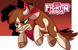 Size: 3302x2126 | Tagged: safe, artist:xwhitedreamsx, arizona cow, cow, them's fightin' herds, bandana, cloven hooves, community related, female, simple background, solo, transparent background