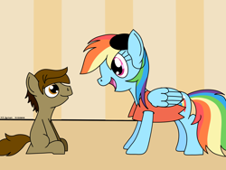 Size: 1600x1200 | Tagged: safe, derpibooru import, rainbow dash, oc, oc:inquisitive colt, pegasus, pony, pirate dash