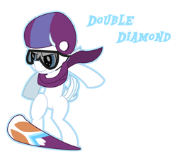 Size: 7776x7088 | Tagged: safe, artist:fonypony, double diamond, absurd resolution, clothes, goggles, helmet, scarf, snowboard, solo