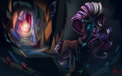 Size: 6000x3712 | Tagged: safe, artist:alumx, nightmare rarity, absurd resolution, cave, solo