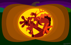 Size: 1923x1209 | Tagged: safe, artist:roger334, discord, drawing, jack-o-lantern, nightmare night, pumpkin, solo