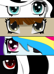 Size: 2488x3371 | Tagged: safe, artist:luperpony13, oc, oc only, oc:crayon splash, oc:luperpony, oc:rainbow cloud, oc:silver star, eyes, friends, persona eyes