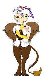 Size: 1911x3231 | Tagged: safe, artist:vinny, oc, oc only, oc:alex, satyr, nurse outfit, parent:gilda, solo