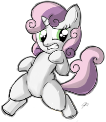 Size: 875x1007 | Tagged: safe, artist:jr, edit, sweetie belle, sneaking, solo, worried