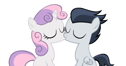 Size: 938x491 | Tagged: safe, artist:lunaticdawn, rumble, sweetie belle, female, kissing, male, rumbelle, shipping, straight