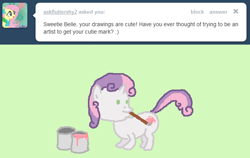 Size: 640x404 | Tagged: safe, sweetie belle, ask, ask sweetie belle, paint, paint on fur, solo, tumblr