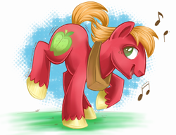 Size: 1040x800 | Tagged: safe, artist:jadedjynx, big macintosh, earth pony, pony, dancing, male, music notes, solo, stallion