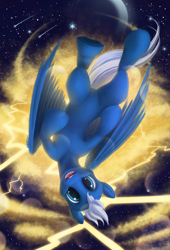 Size: 3402x5000 | Tagged: safe, artist:detomasko, night glider, pegasus, pony, the cutie map, absurd resolution, cute, female, glideabetes, mare, moon, open mouth, shooting star, solo, stars, upside down, wing fluff