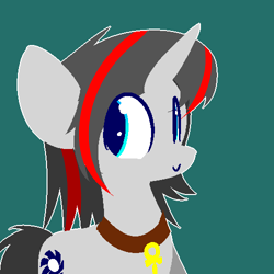 Size: 500x500 | Tagged: safe, artist:sketchy replies, oc, oc only, oc:quantum shift, pony, unicorn, bust, portrait, smiling