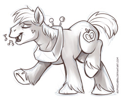 Size: 900x721 | Tagged: safe, artist:spainfischer, big macintosh, earth pony, pony, cute, macabetes, male, monochrome, singing, sketch, solo, stallion, unshorn fetlocks