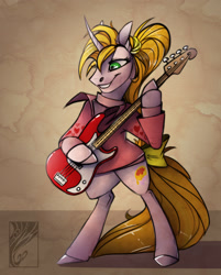 Size: 1280x1596 | Tagged: safe, artist:casynuf, oc, oc only, pony, bipedal, guitar, solo
