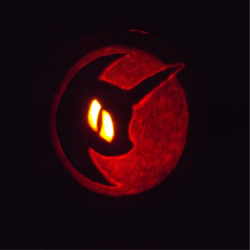 Size: 1000x1000 | Tagged: safe, artist:doctor-g, nightmare moon, jack-o-lantern, pumpkin, solo