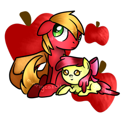 Size: 3200x3200 | Tagged: safe, artist:miningcazzy, apple bloom, big macintosh, earth pony, pony, colt, cute, cutie mark, foal, male, simple background, stallion, transparent background, younger