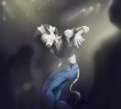 Size: 798x715 | Tagged: safe, artist:adolphbartels, zecora, anthro, zebra, armpits, concert, crowd, dancing, jewelry, lineless, nightclub