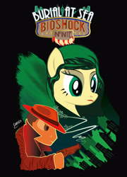 Size: 1839x2561 | Tagged: safe, artist:chiimich, bioshock, bioshock infinite, booker dewitt, burial at sea, crossover, elizabeth comstock, ponified, title screen