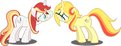 Size: 10934x4165 | Tagged: safe, artist:okaminekowiesel, oc, oc only, oc:doodle flare, pony, unicorn, absurd resolution, female, glasses, mare, self paradox, simple background, transparent background, vector