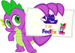 Size: 900x645 | Tagged: safe, spike, dragon, spike at your service, business card, fedex, pimp, shipping, simple background, transparent background, vector