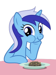 Size: 3000x4000 | Tagged: safe, artist:kmanalli, minuette, amending fences, .svg available, absurd resolution, background pony, cute, donut, eating, minubetes, plate, scrunchy face, simple background, solo, table, transparent background, vector