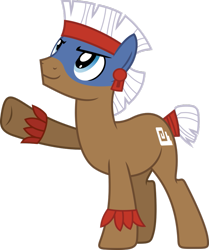 Size: 817x977 | Tagged: safe, artist:vectorizedunicorn, temple chant, earth pony, pony, daring don't, bodypaint, male, raised hoof, simple background, solo, stallion, tail wrap, transparent background, vector