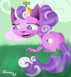 Size: 500x542 | Tagged: safe, artist:merienvip, screwball, cat, crying, hat, propeller hat, species swap, swirly eyes