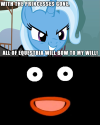 Size: 605x755 | Tagged: safe, dragonball z abridged, exploitable meme, image macro, meme, mr. popo, trixie vs everyone meme, trixie yells at everything