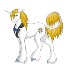 Size: 965x827 | Tagged: safe, artist:stagetechy1991, prince blueblood, classical unicorn, bowtie, floppy ears, leonine tail, looking at you, simple background, smirk, solo, transparent background, unshorn fetlocks