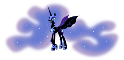 Size: 8153x3946 | Tagged: safe, artist:michdruch, nightmare moon, absurd resolution, simple background, solo, spread wings, transparent background