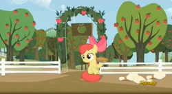 Size: 1658x907 | Tagged: safe, derpibooru import, screencap, apple bloom, brotherhooves social, pie