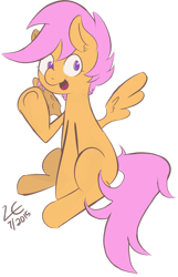 Size: 716x1115 | Tagged: safe, artist:liracrown, scootaloo, happy, simple background, sitting, solo, transparent background, waving