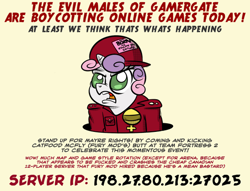 Size: 500x381 | Tagged: safe, artist:catfood-mcfly, sweetie belle, fury belle, gamergate, team fortress 2, vulgar