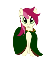 Size: 900x1024 | Tagged: safe, artist:cylosis, roseluck, cloak, clothes, simple background, solo, white background