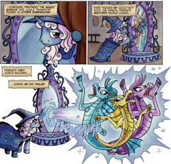 Size: 928x888 | Tagged: safe, idw, star swirl the bearded, siren, spoiler:comic, spoiler:comicfiendshipismagic3, magic mirror, the dazzlings