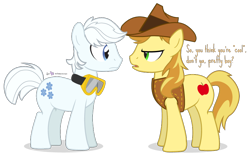 Size: 840x520 | Tagged: safe, artist:dm29, braeburn, double diamond, the cutie map, cute, duo, goggles, simple background, transparent background