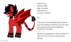 Size: 1024x604 | Tagged: dead source, safe, artist:xxmoon-dancerxx, oc, oc only, oc:fury, demon, demon pony, bio, deviantart watermark, obtrusive watermark, solo, watermark