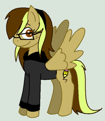 Size: 463x534 | Tagged: safe, artist:xxmoon-dancerxx, oc, oc only, pegasus, pony, clothes, freckles, glasses, hairband, ponysona, sweater