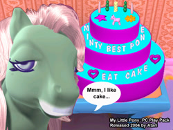 Size: 640x480 | Tagged: safe, minty, g3, activity, cake, computer, decorate, game, nightmare fuel, pack, party, play