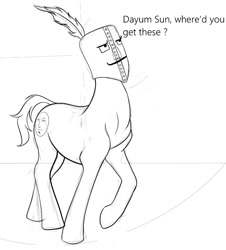 Size: 693x768 | Tagged: safe, artist:xormak, derpibooru exclusive, screencap, dark souls, image macro, meme, monochrome, pun, solaire of astora, solo