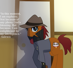 Size: 1247x1155 | Tagged: safe, artist:riisusparkle, aalewis, euphoric, hat, meme, solo, sourpuss, trilby