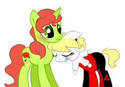 Size: 1488x1034 | Tagged: safe, artist:polkadot-creeper, batman, blushing, crying, harley quinn, poison ivy, ponified