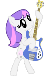 Size: 600x1037 | Tagged: safe, artist:amethystlullaby, oc, oc only, oc:amethyst lullaby, pony, bass guitar, bipedal, guitar, musical instrument, solo