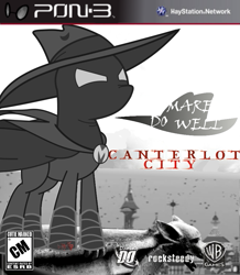 Size: 767x881 | Tagged: safe, artist:nickyv917, mare do well, pony, batman arkham city, cape, hat, solo