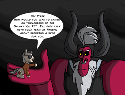 Size: 3332x2552 | Tagged: safe, artist:saburodaimando, lord tirek, ponified, spider-man, stan lee