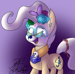 Size: 2000x1980 | Tagged: safe, artist:jorobro, mayor mare, butterfly, 30 minute art challenge, collar, dia de los muertos, flower, halloween, makeup, skeleton, skull, solo